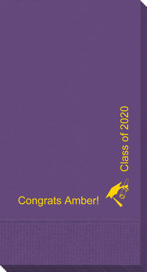 Corner Text with Cap and Diploma Guest Towels